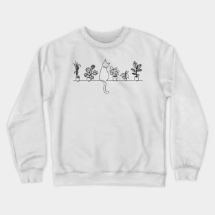 Cat and Plants Crewneck Sweatshirt